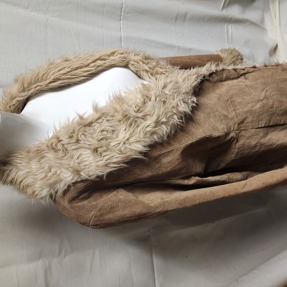 Vintage Wilsons Leather MAXIMA XXL Faux Fur Trim Suede Full Length Coat - Picture 4 of 10